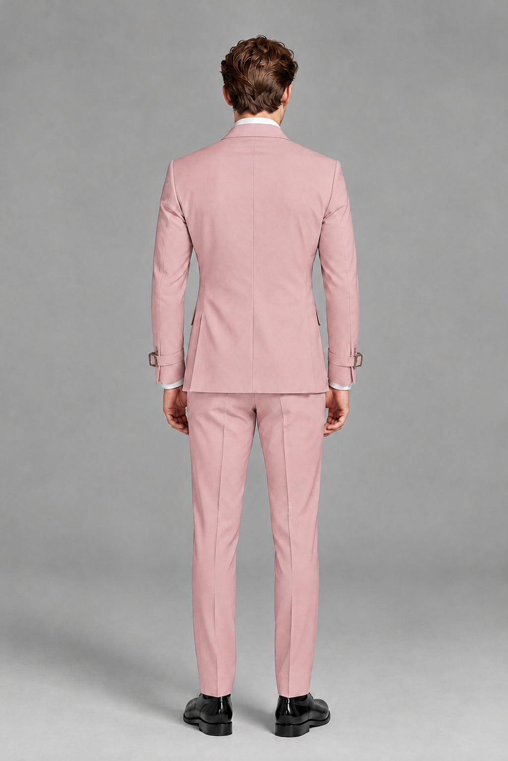 Savile Men's Dusty Rose Buckle-Closure 2-Piece Suit Set | Peak Lapel Blazer & Trousers - Dusty Rose