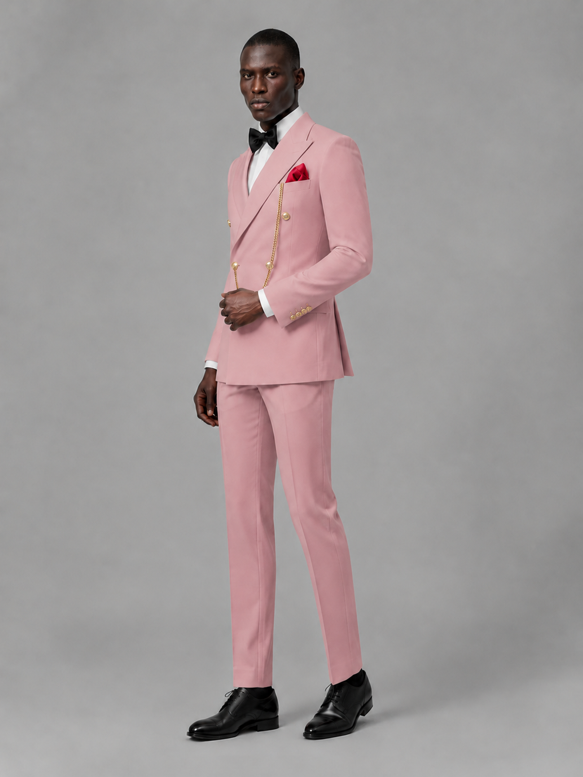 Men's Dusty Rose Double-Breasted 2-Piece Suit Set – Jacket & Trousers | Dusty Rose Chain - Dusty Rose