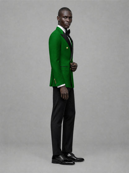 Men's Emerald Green Double-Breasted 2-Piece Suit Set – Jacket & Trousers