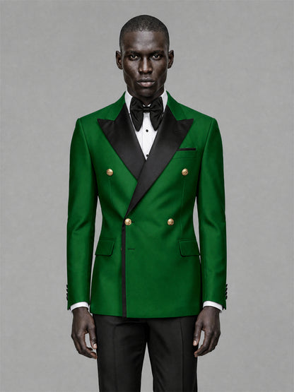 Men's Emerald Green Double-Breasted 2-Piece Suit Set – Jacket & Trousers