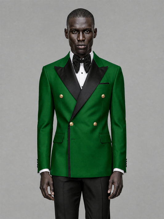 Men's Emerald Green Double-Breasted 2-Piece Suit Set – Jacket & Trousers
