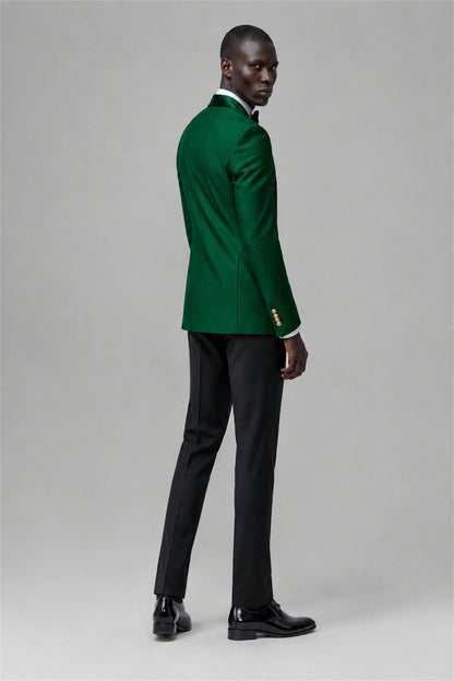 Men's Emerald Green Double-Breasted 2-Piece Suit Set – Jacket & Trousers