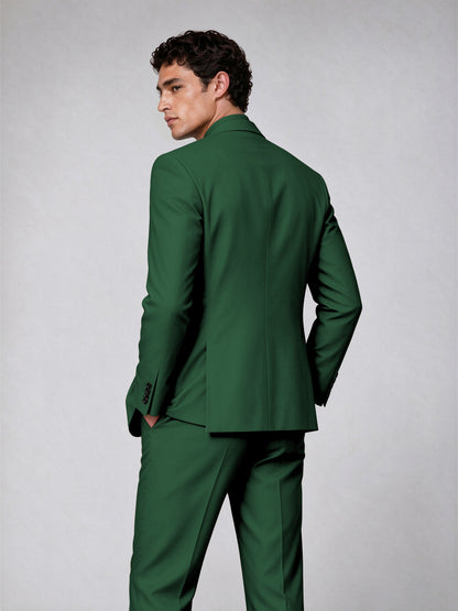 Savile Men's Emerald Green Double-Breasted 2-Piece Suit Set – Blazer & Trousers - Emerald Green