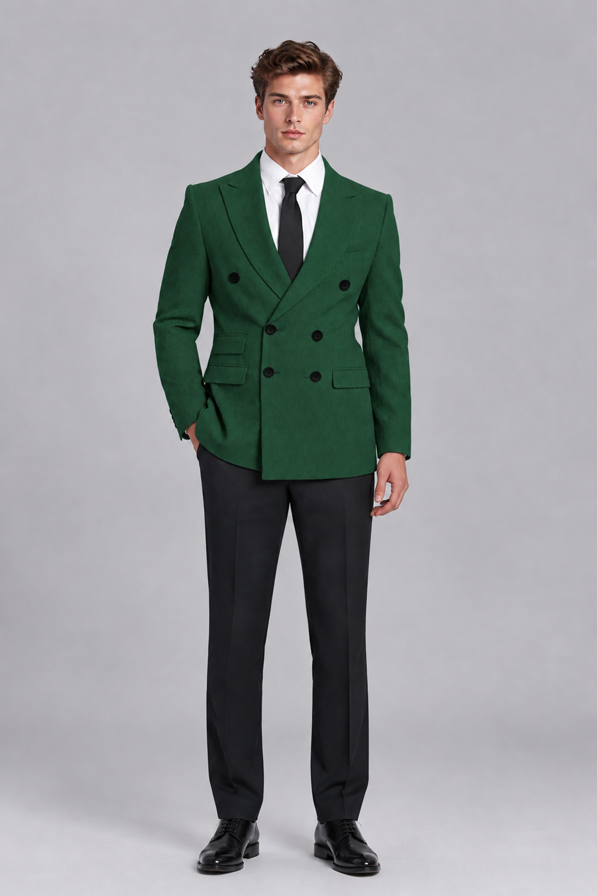 Savile Men's Emerald Green Double-Breasted Peak Lapel Blazer - Emerald Green