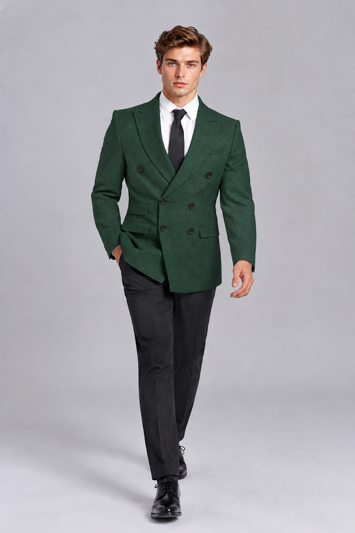 Savile Men's Emerald Green Double-Breasted Peak Lapel Blazer - Emerald Green