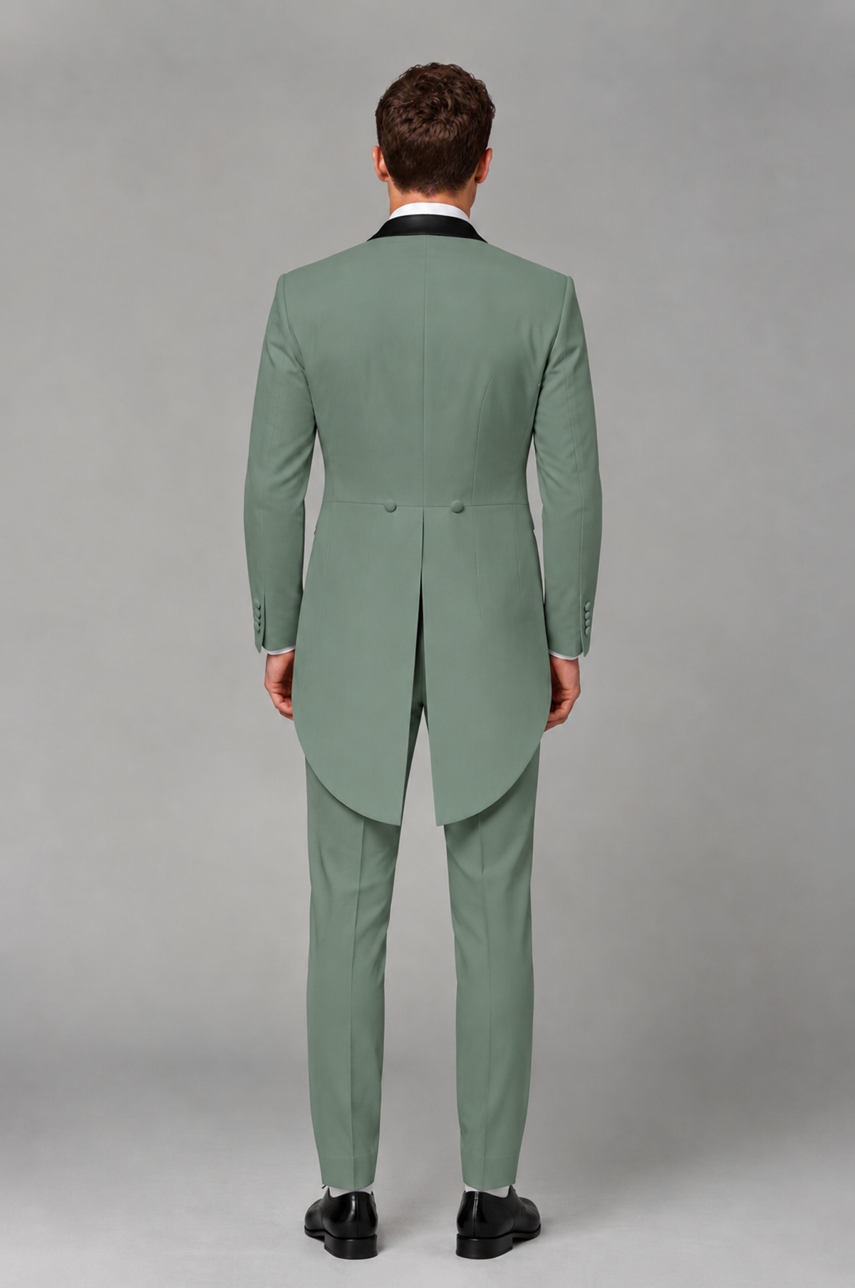 Savile Eucalyptus 3-Piece Tailcoat Tuxedo Suit with Black Peak Lapel - Eucalyptus - Eucalyptus_03