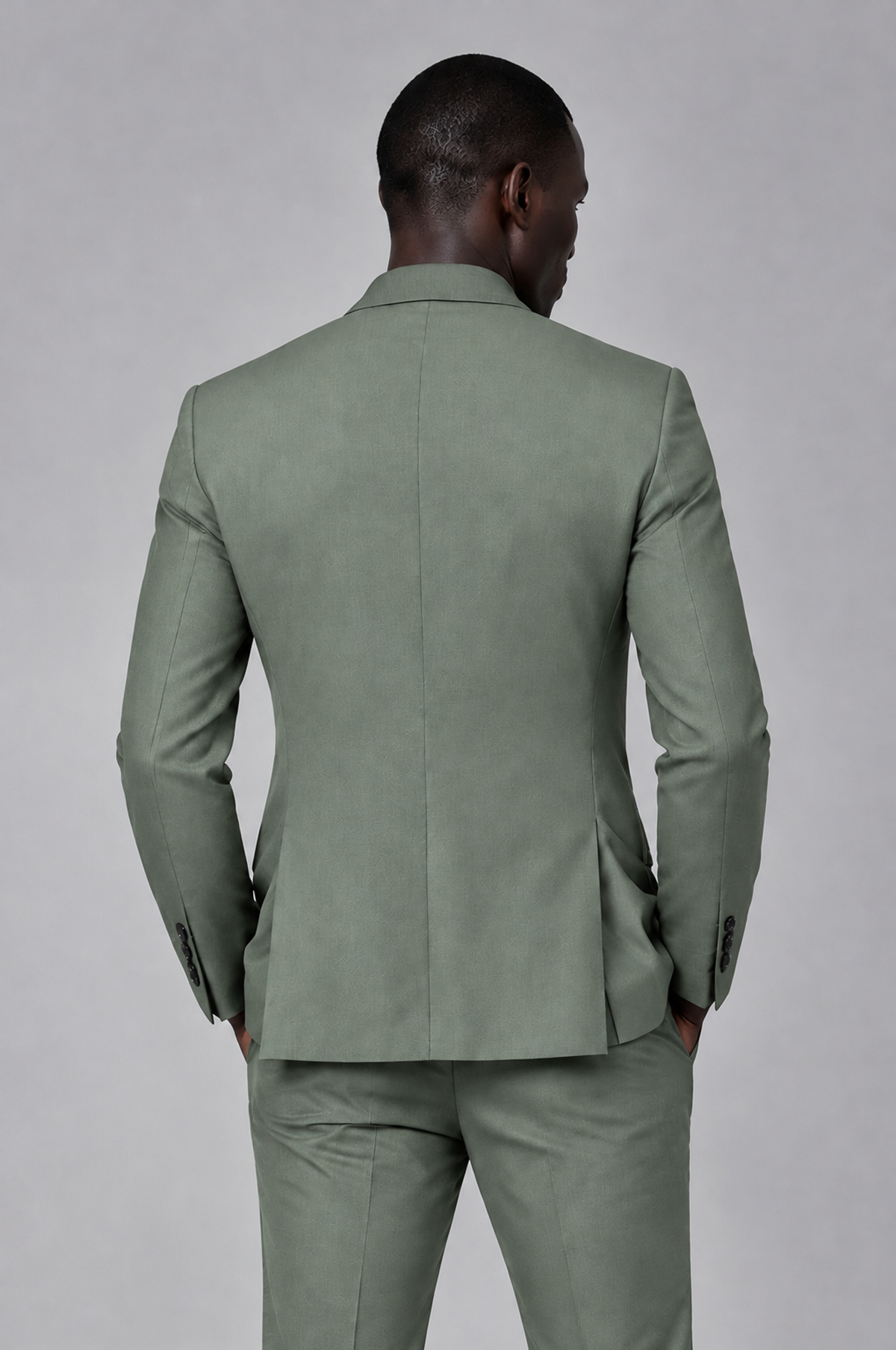 Savile Men's Eucalyptus Double Breasted Slim Fit 2-Piece Suit Set – Blazer & Trousers | Wedding Gala Formal - Eucalyptus - Eucalyptus_03