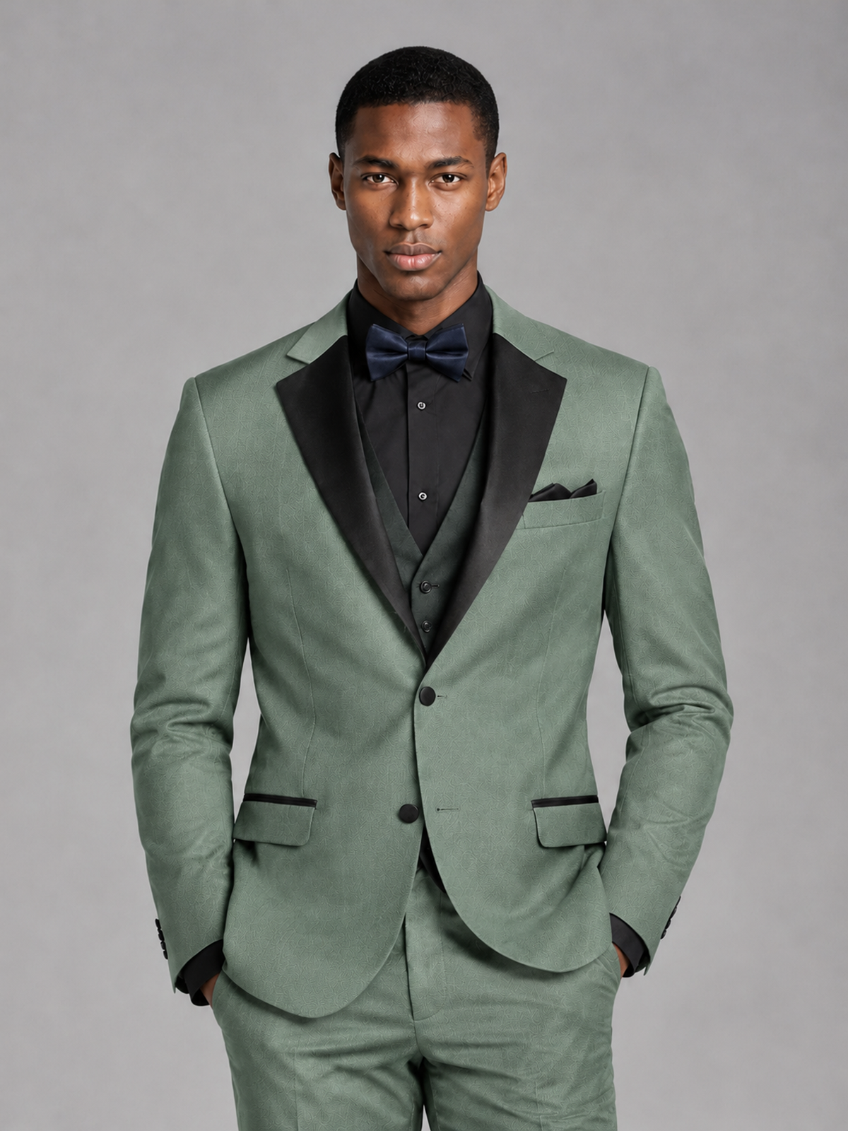 Savile Men's Eucalyptus Contrast Shawl Lapel Tuxedo Suit – 3-Piece Wedding, Prom & Black-Tie Formal Set - Eucalyptus - Eucalyptus_1
