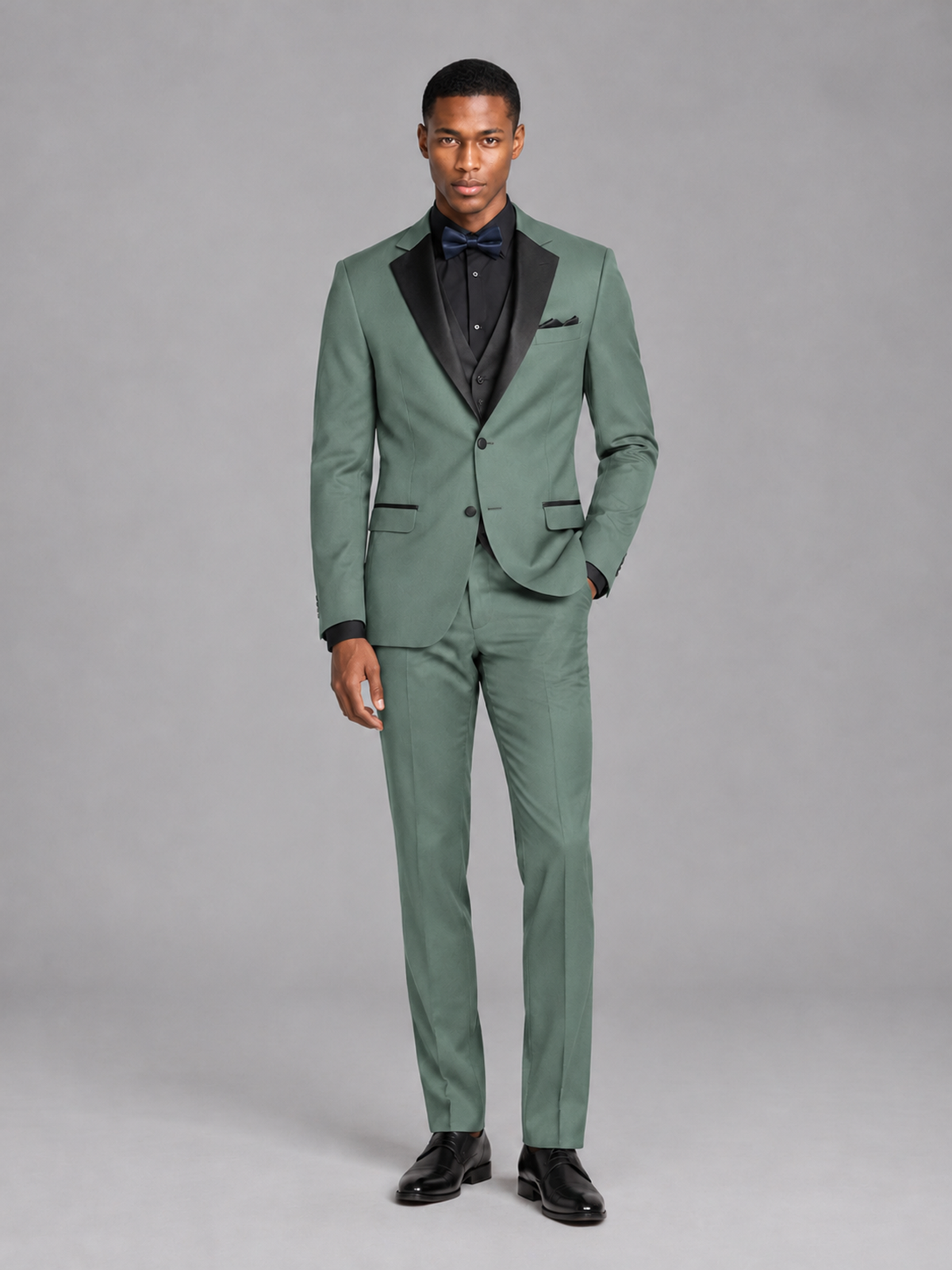 Savile Men's Eucalyptus Contrast Shawl Lapel Tuxedo Suit – 3-Piece Wedding, Prom & Black-Tie Formal Set - Eucalyptus - Eucalyptus_2