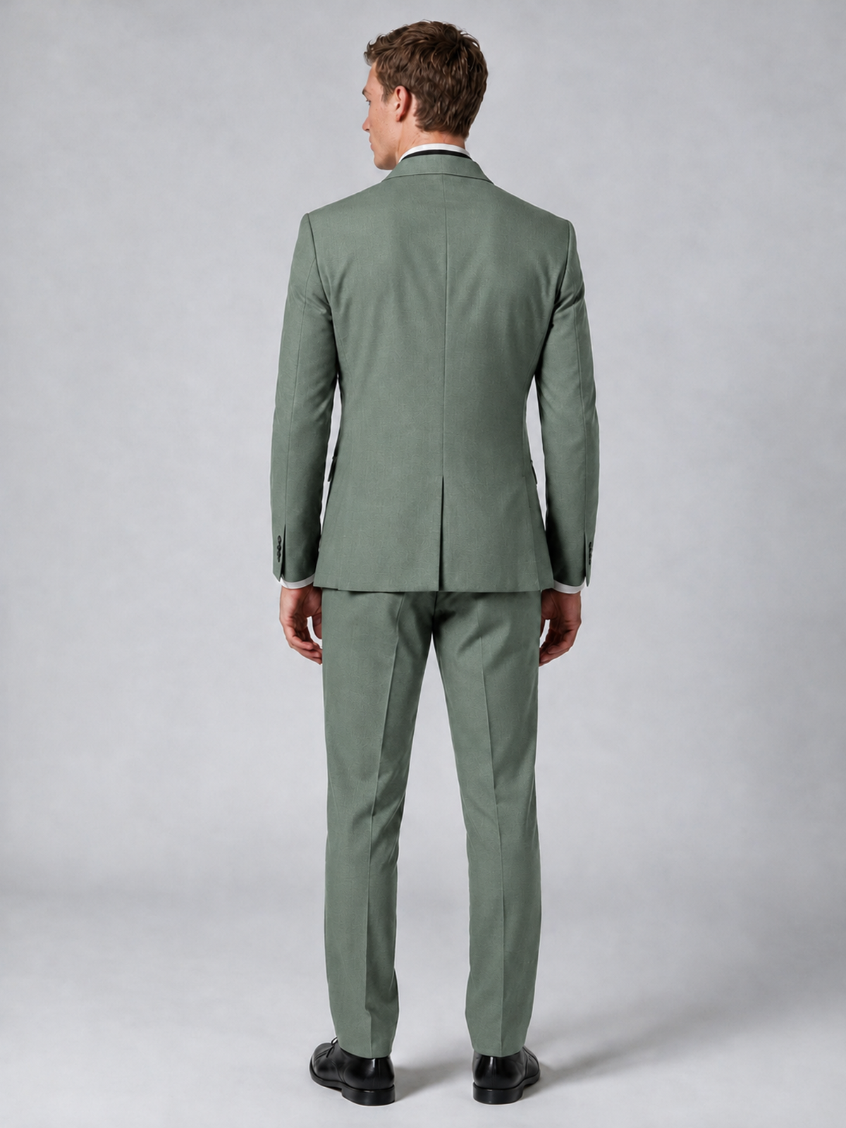 Savile Men's Eucalyptus Wrap Shawl Lapel 2-Piece Suit Set – Modern Jacket & Trousers - Eucalyptus - Eucalyptus_3