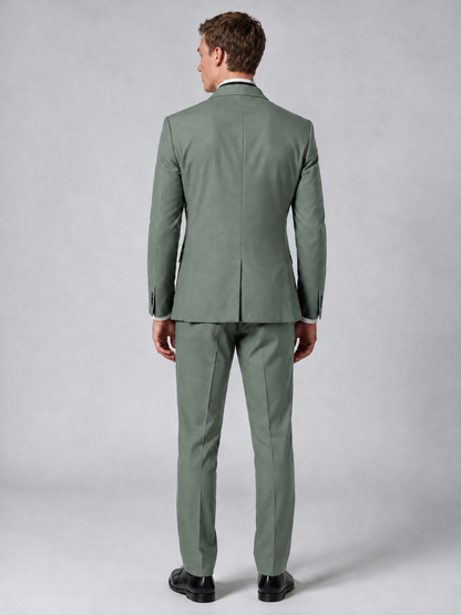 Savile Men's Eucalyptus Wrap Shawl Lapel 2-Piece Suit Set – Modern Jacket & Trousers - Eucalyptus - Eucalyptus_3