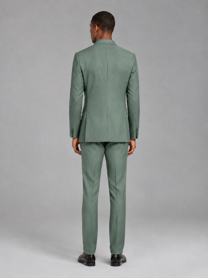 Savile Men's Eucalyptus Contrast Shawl Lapel Tuxedo Suit – 3-Piece Wedding, Prom & Black-Tie Formal Set - Eucalyptus - Eucalyptus_3