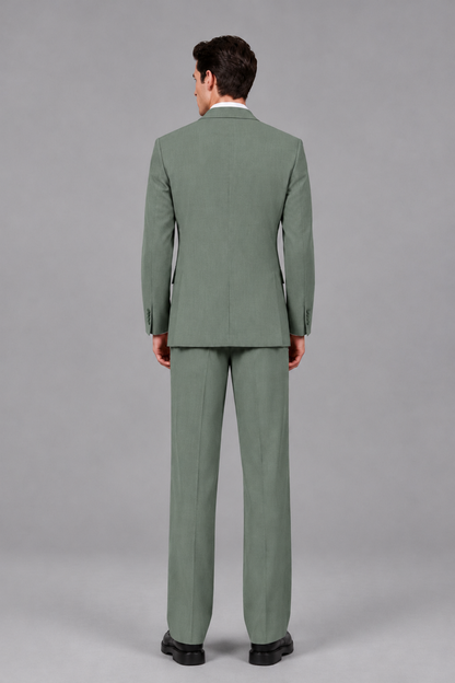 Savile Men's Eucalyptus Pleated 2-Piece Suit Set | Notch Lapel Blazer & Tailored Trousers - Eucalyptus - Eucalyptus_3