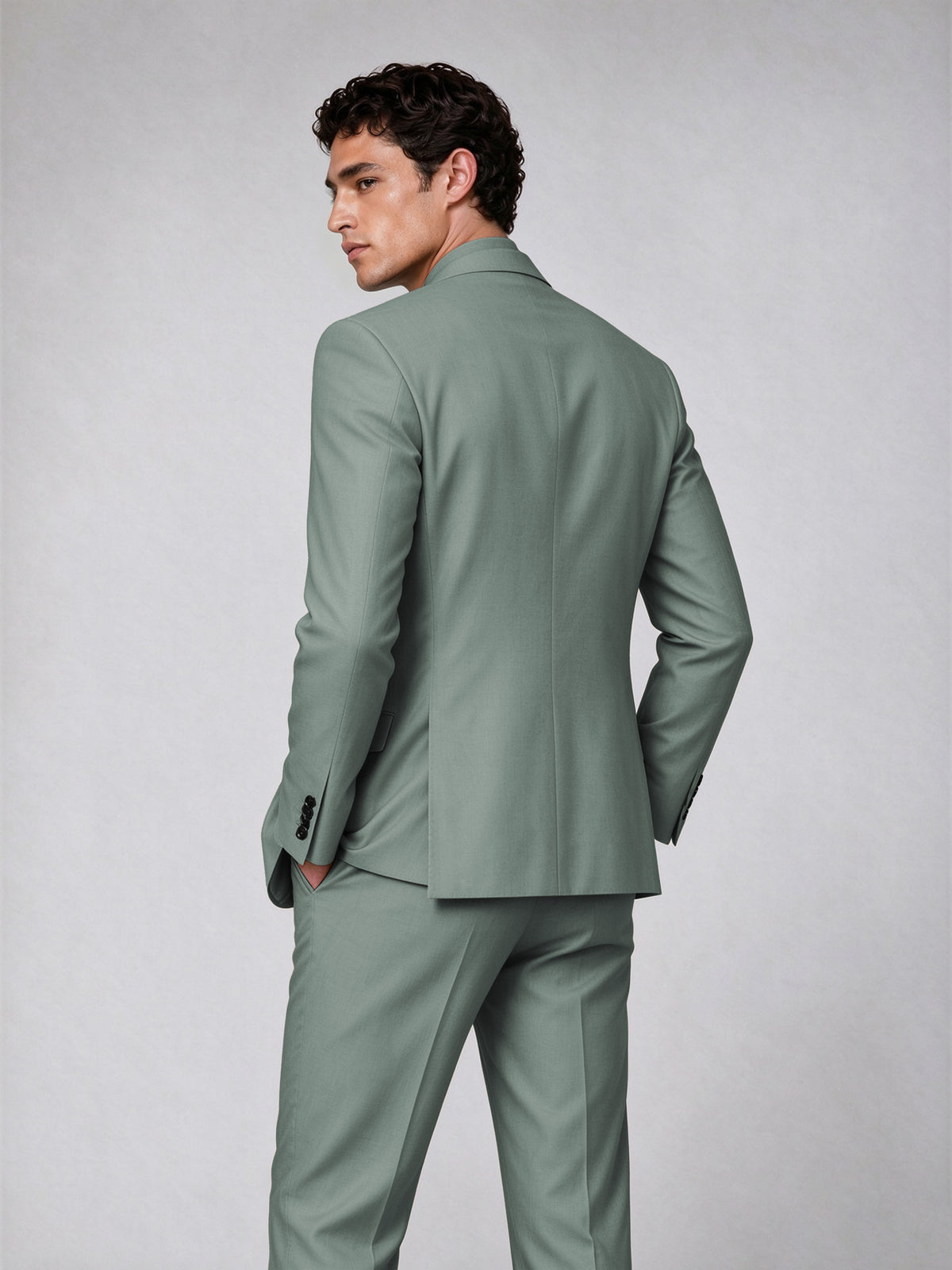 Savile Men's Eucalyptus Double-Breasted 2-Piece Suit Set – Blazer & Trousers - Eucalyptus
