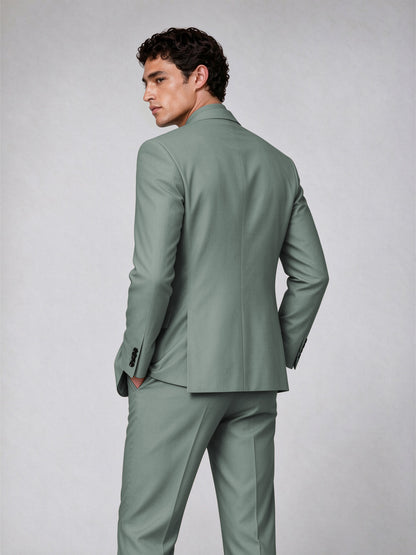 Savile Men's Eucalyptus Double-Breasted 2-Piece Suit Set – Blazer & Trousers - Eucalyptus