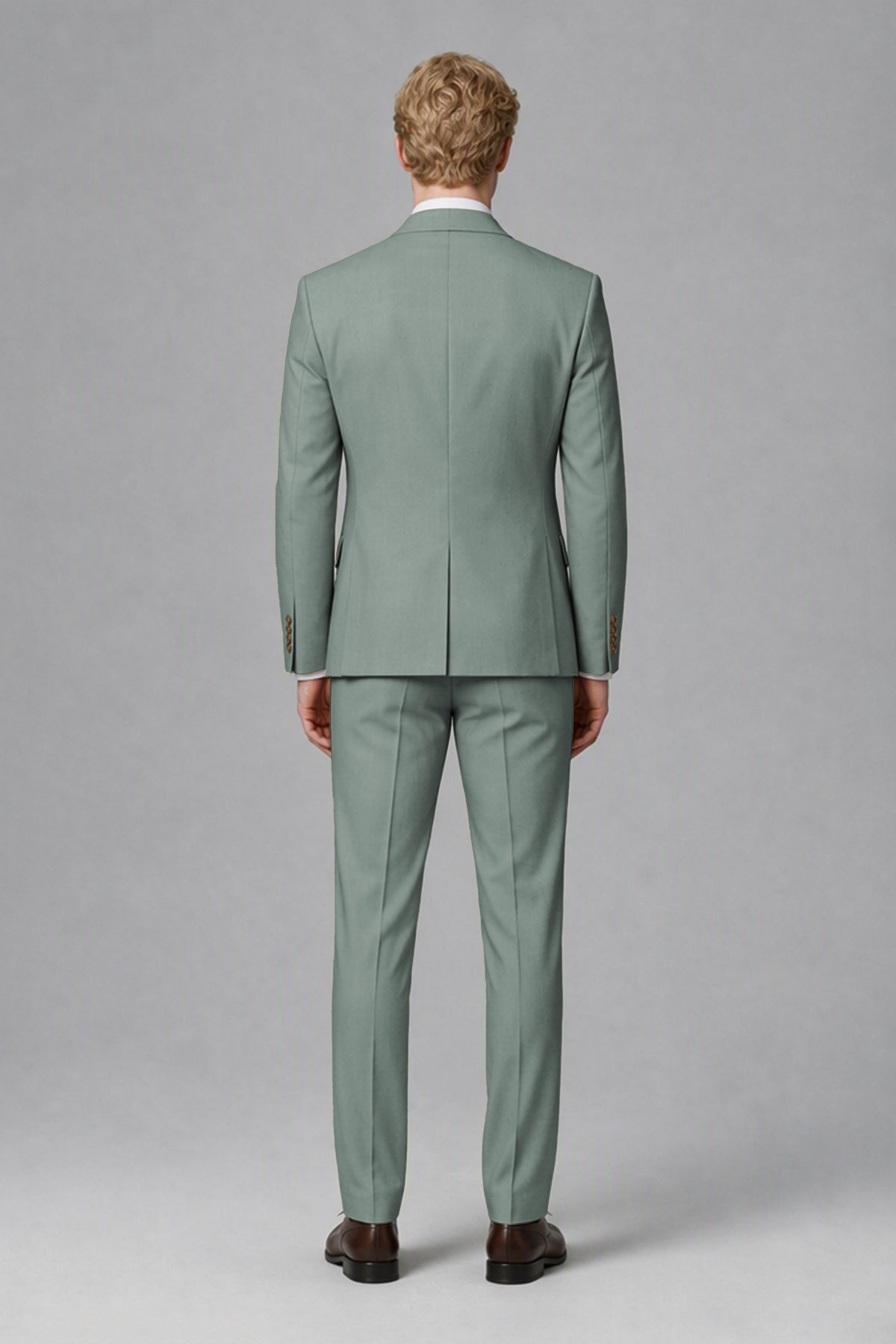 Savile Men's Eucalyptus Three-Piece Wedding Suit with Double-Breasted Waistcoat - Eucalyptus
