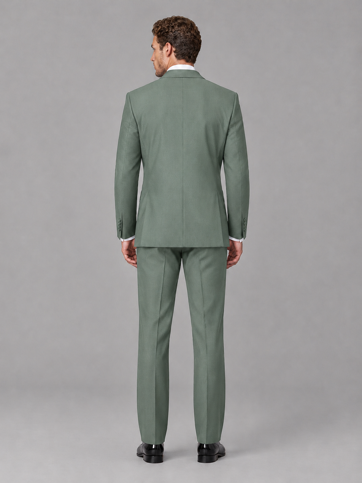 Savile Men's Eucalyptus Peak Lapel 3-Piece Tuxedo Suit | Jacket, Vest & Trousers - Eucalyptus