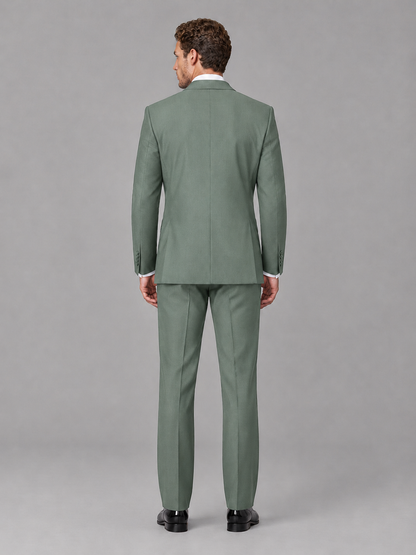Savile Men's Eucalyptus Peak Lapel 3-Piece Tuxedo Suit | Jacket, Vest & Trousers - Eucalyptus