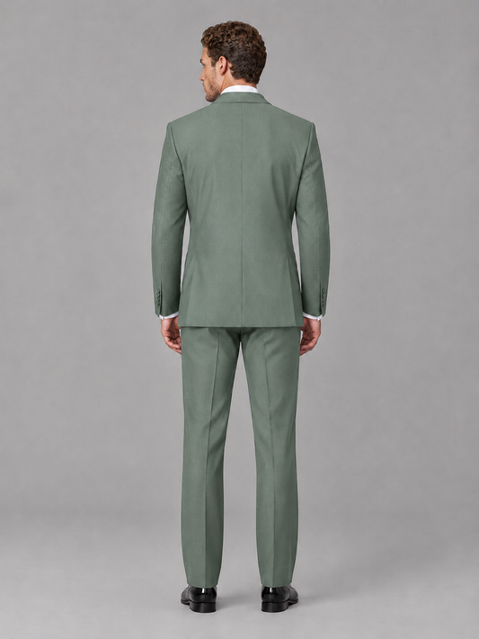 Savile Men's Eucalyptus Peak Lapel 3-Piece Tuxedo Suit | Jacket, Vest & Trousers - Eucalyptus