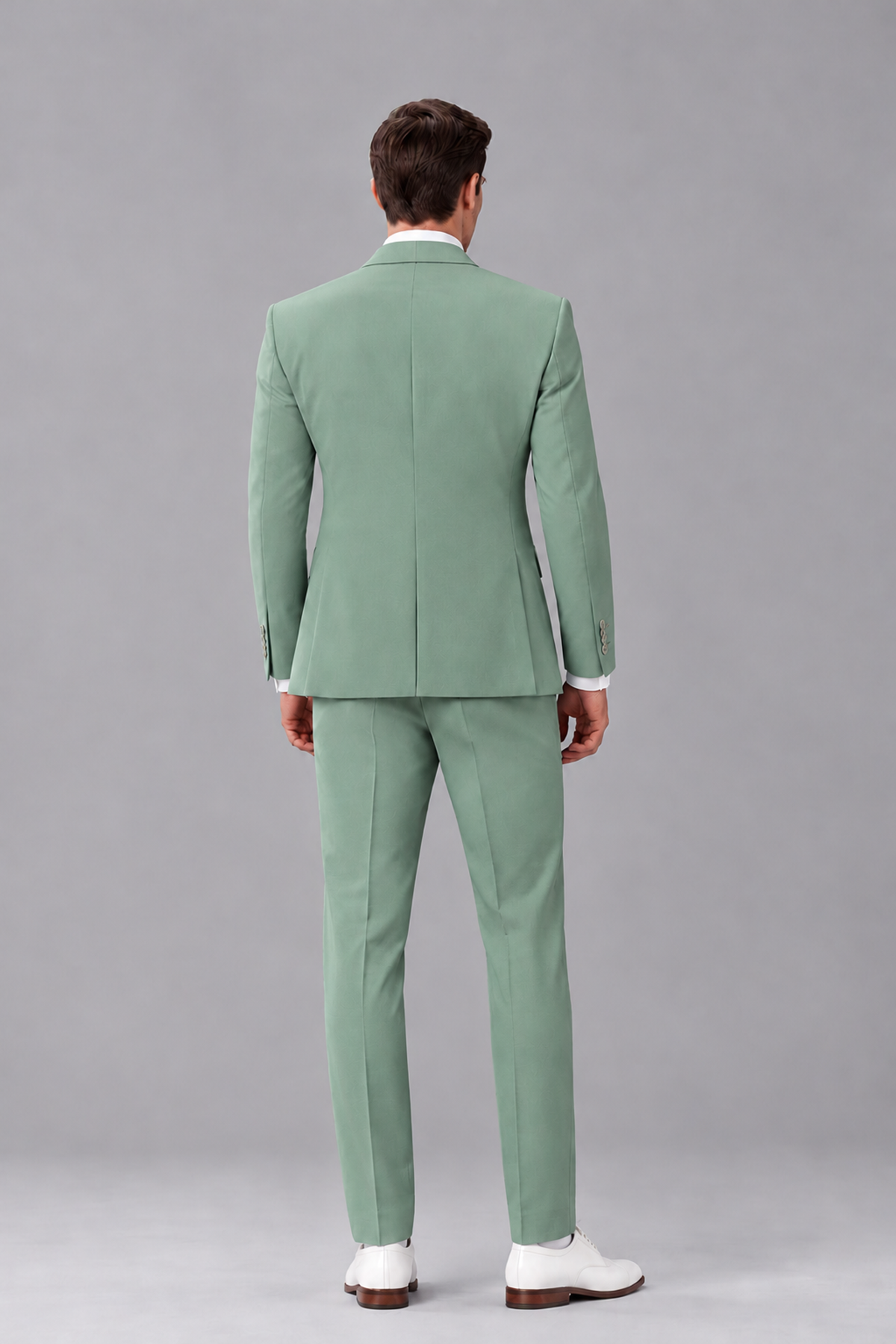 Savile Eucalyptus 3-Piece Suit with Notch Lapel & Chain Vest - Eucalyptus