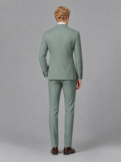 Men's Eucalyptus Single-Button Eucalyptus Satin Shawl Lapel Tuxedo Suit Set | Blazer & Trousers - Eucalyptus
