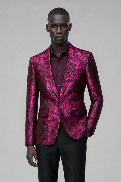 Savile Men's Fuchsia Textured Single-Breasted Blazer - Fuchsia