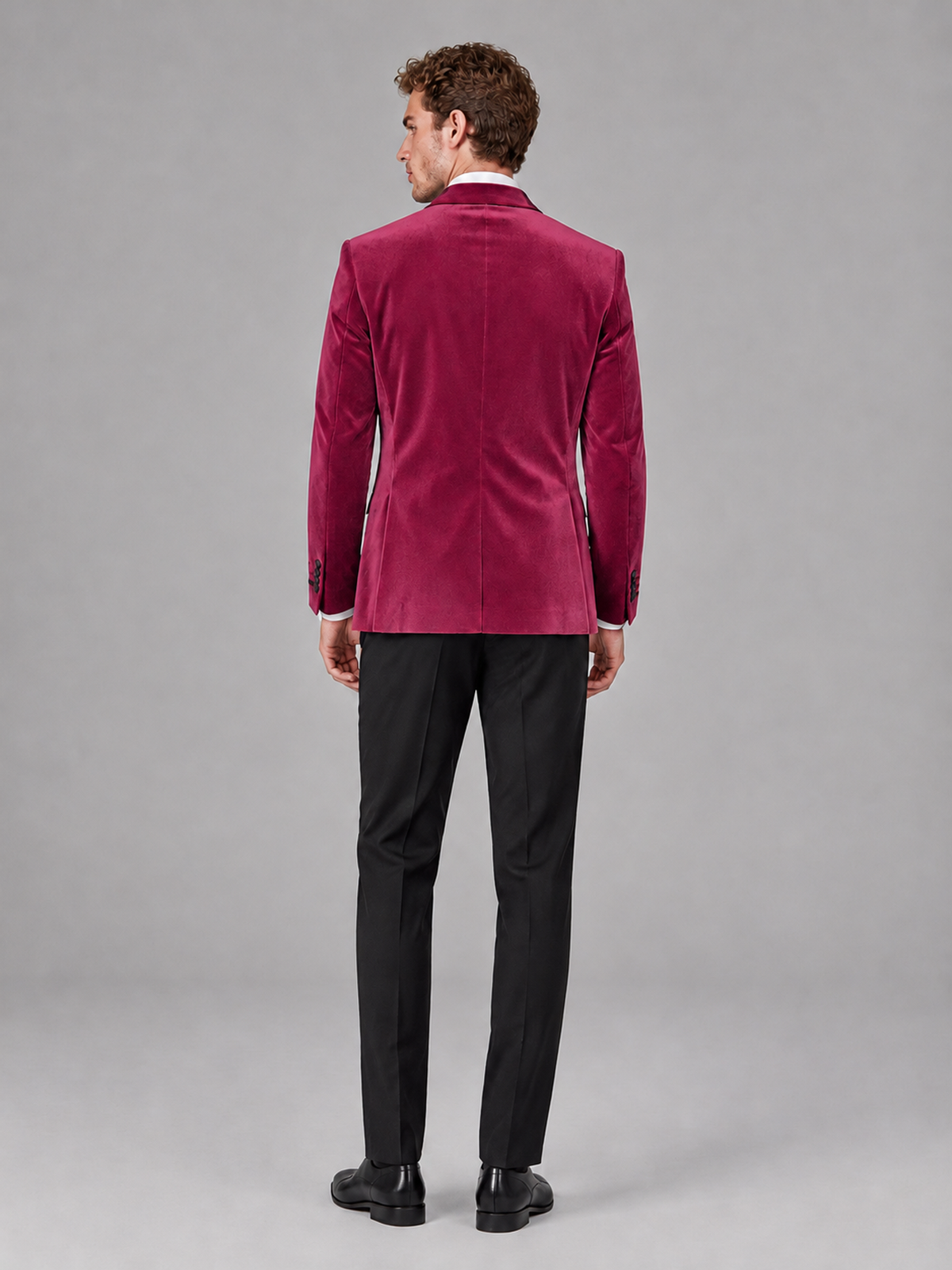 Savile Men's Fuchsia Velvet Peak Lapel 2-Piece Tuxedo Suit Set | Jacket & Trousers - Fuchsia