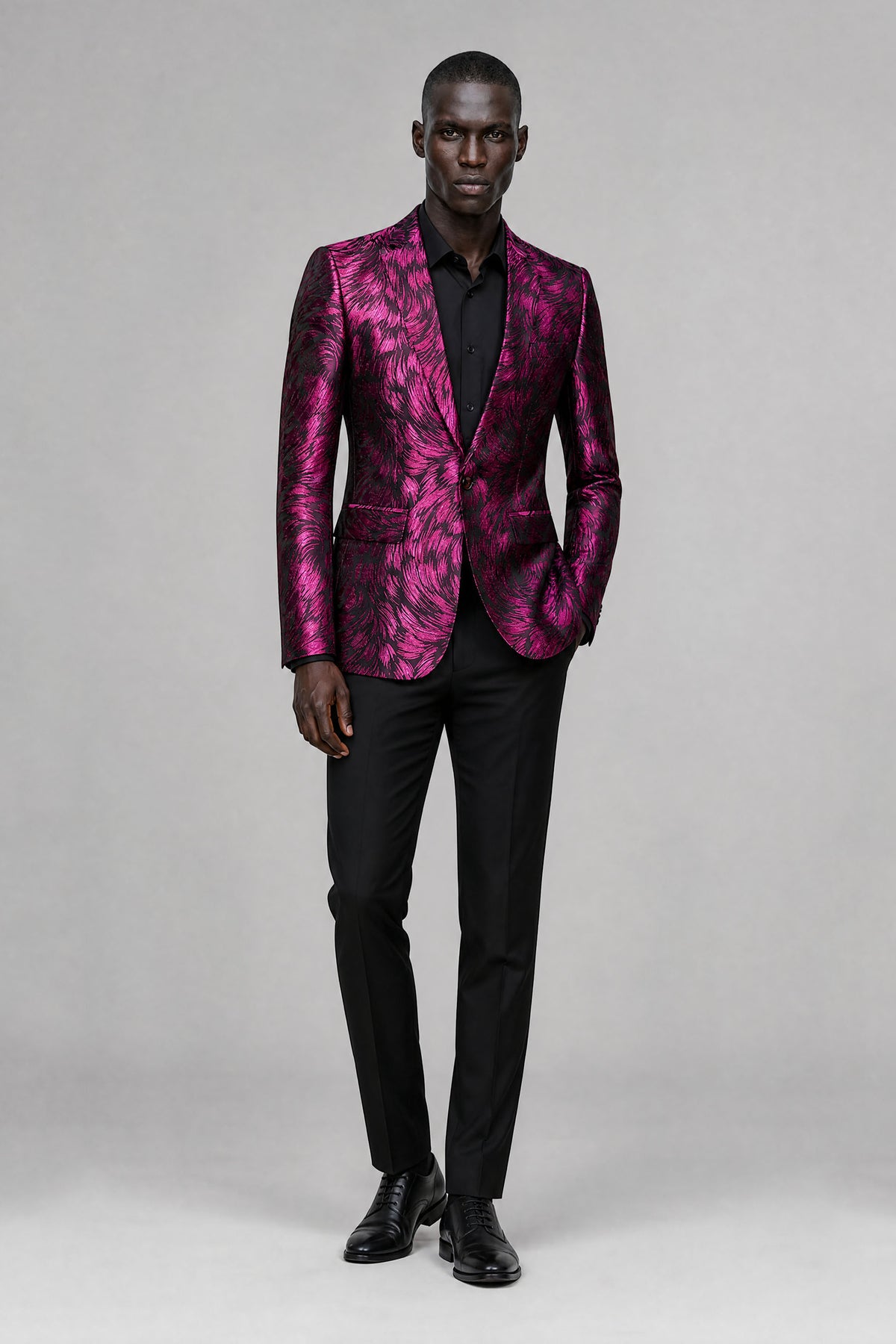 Savile Men's Fuchsia Textured Single-Breasted Blazer - Fuchsia