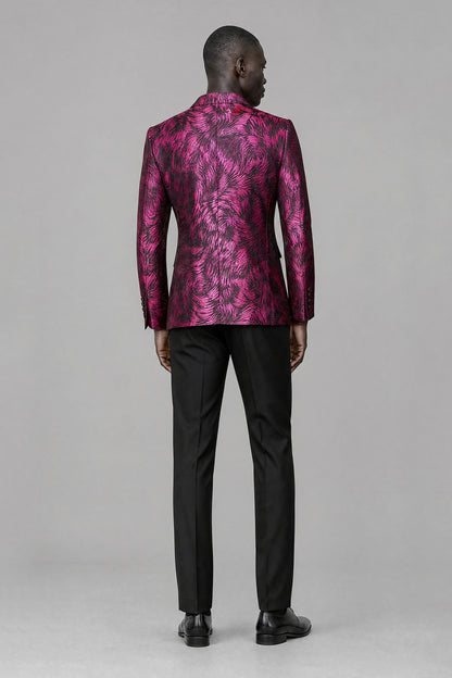 Savile Men's Fuchsia Textured Single-Breasted Blazer - Fuchsia
