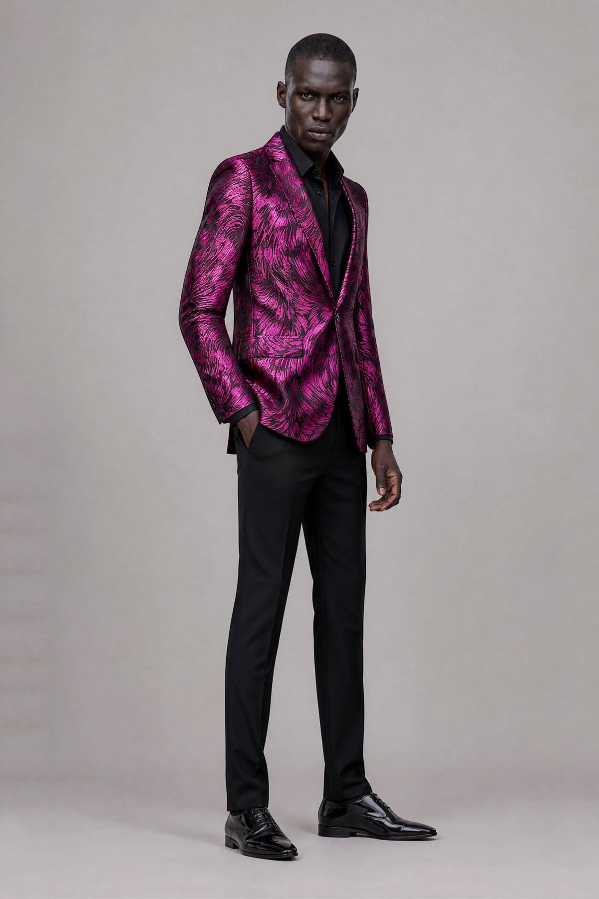 Savile Men's Fuchsia Textured Single-Breasted Blazer - Fuchsia