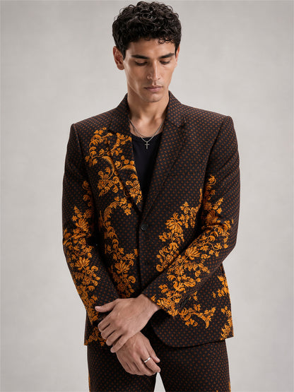 Savile Baroque Floral 2-Piece Suit Set – Front view close-up