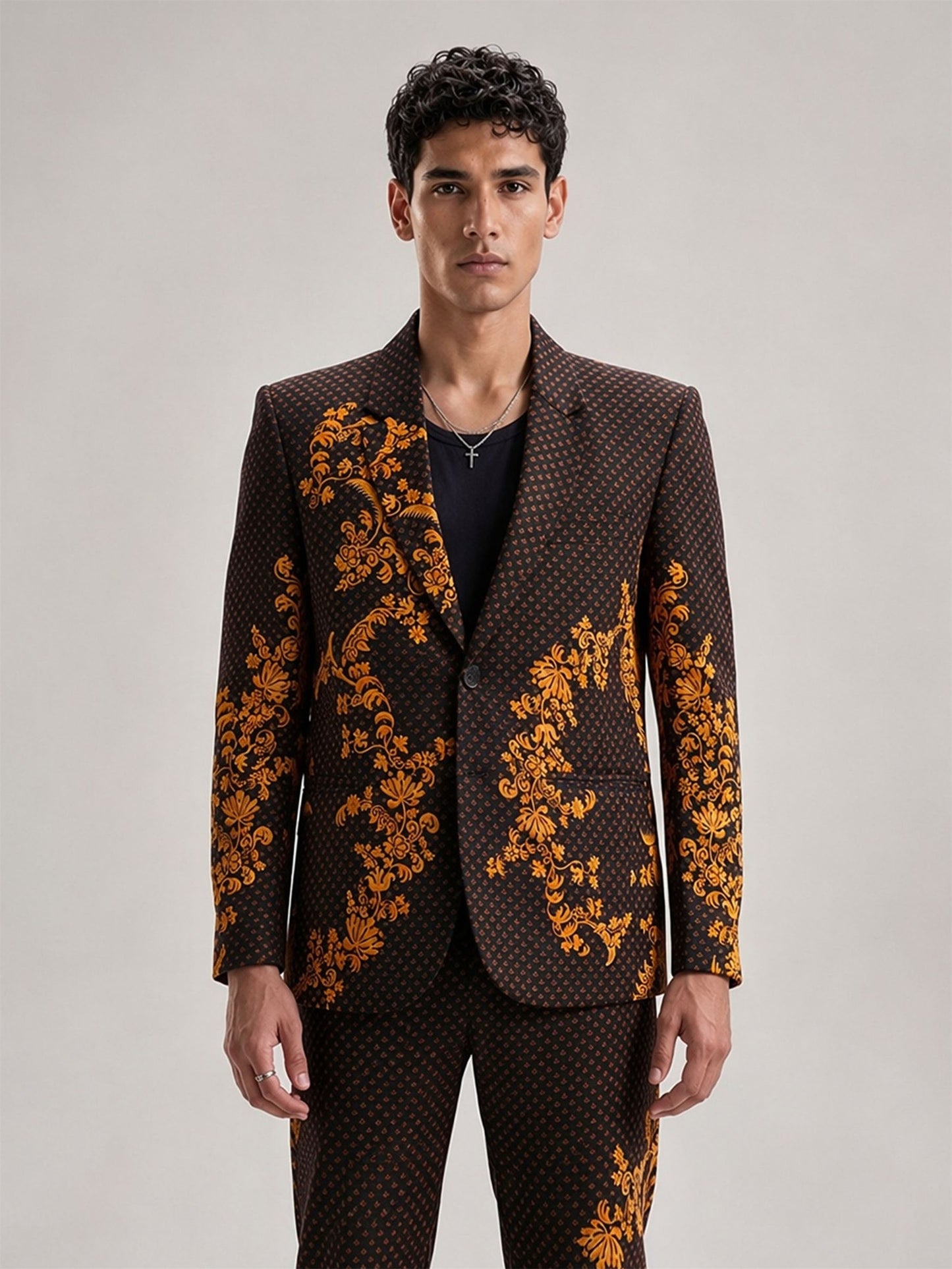 Savile Baroque Floral 2-Piece Suit Set – Jacket close-up front