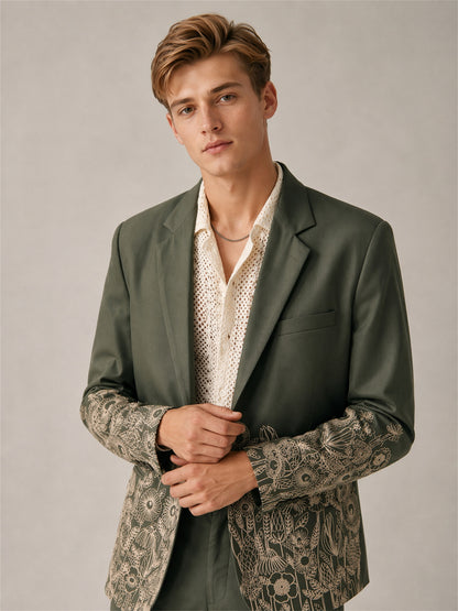 Savile Floral Embroidered 2-Piece Suit Set – Full front view standing