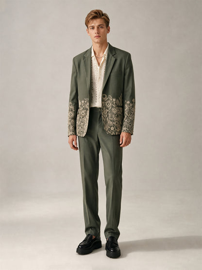 Savile Floral Embroidered 2-Piece Suit Set – Full front view facing camera