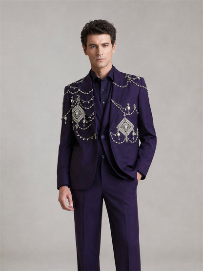 Savile Crystal Chain 3-Piece Suit – Full body front view standing