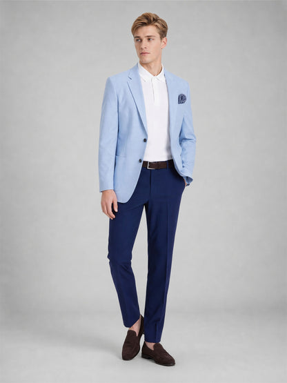 Savile Sky Blue Slim-Fit Blazer – Full body front view standing