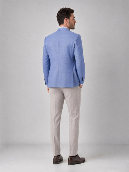 Savile Light Blue Glen Plaid Blazer – Upper body front view direct gaze