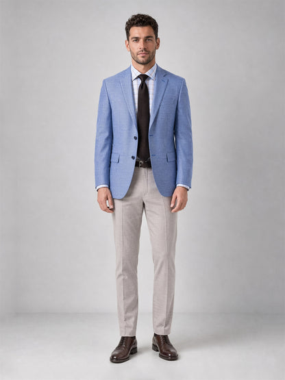 Savile Light Blue Glen Plaid Blazer – Full body back view
