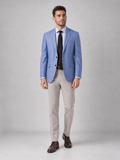 Savile Light Blue Glen Plaid Blazer – Full body front view standing