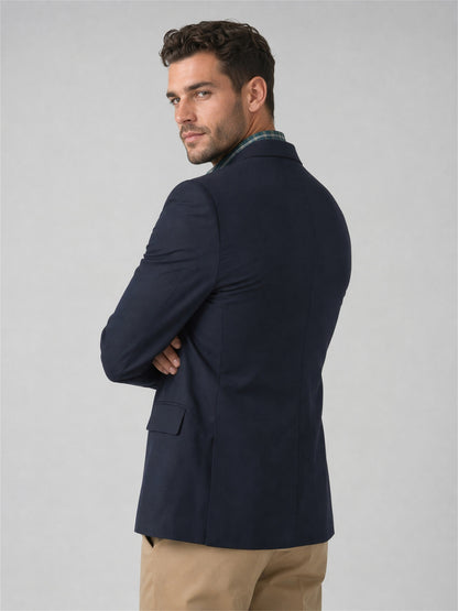 Savile Men's Slim-Fit Navy Blazer – Gold Button Notch Lapel Sport Coat | Navy Blue
