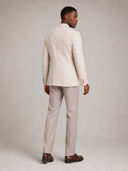 Savile Ivory Windowpane Check Blazer – Upper body front view direct gaze