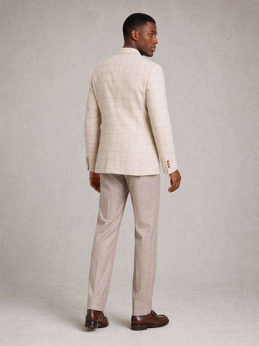 Savile Ivory Windowpane Check Blazer – Upper body front view direct gaze