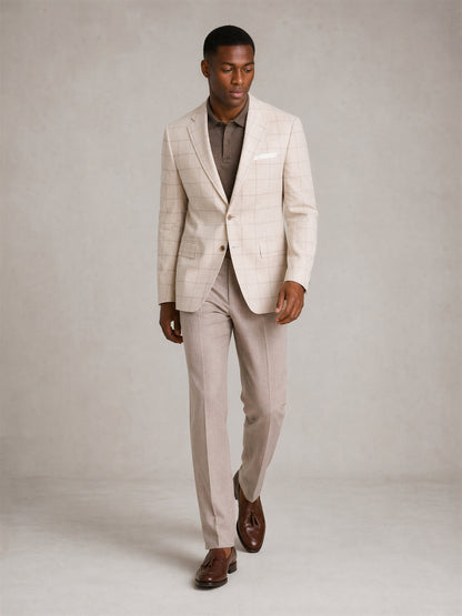 Savile Ivory Windowpane Check Blazer – Full body front view standing