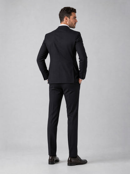 Savile Men's Black Slim-Fit 2-Piece Suit Set – Back View