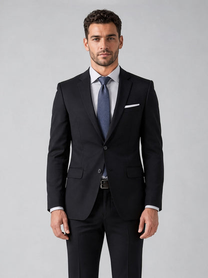 Savile Men's Black Slim-Fit 2-Piece Suit Set – Front Half Body View
