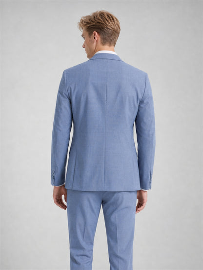 Savile Men's Light Blue Slim-Fit 2-Piece Suit Set – Back View
