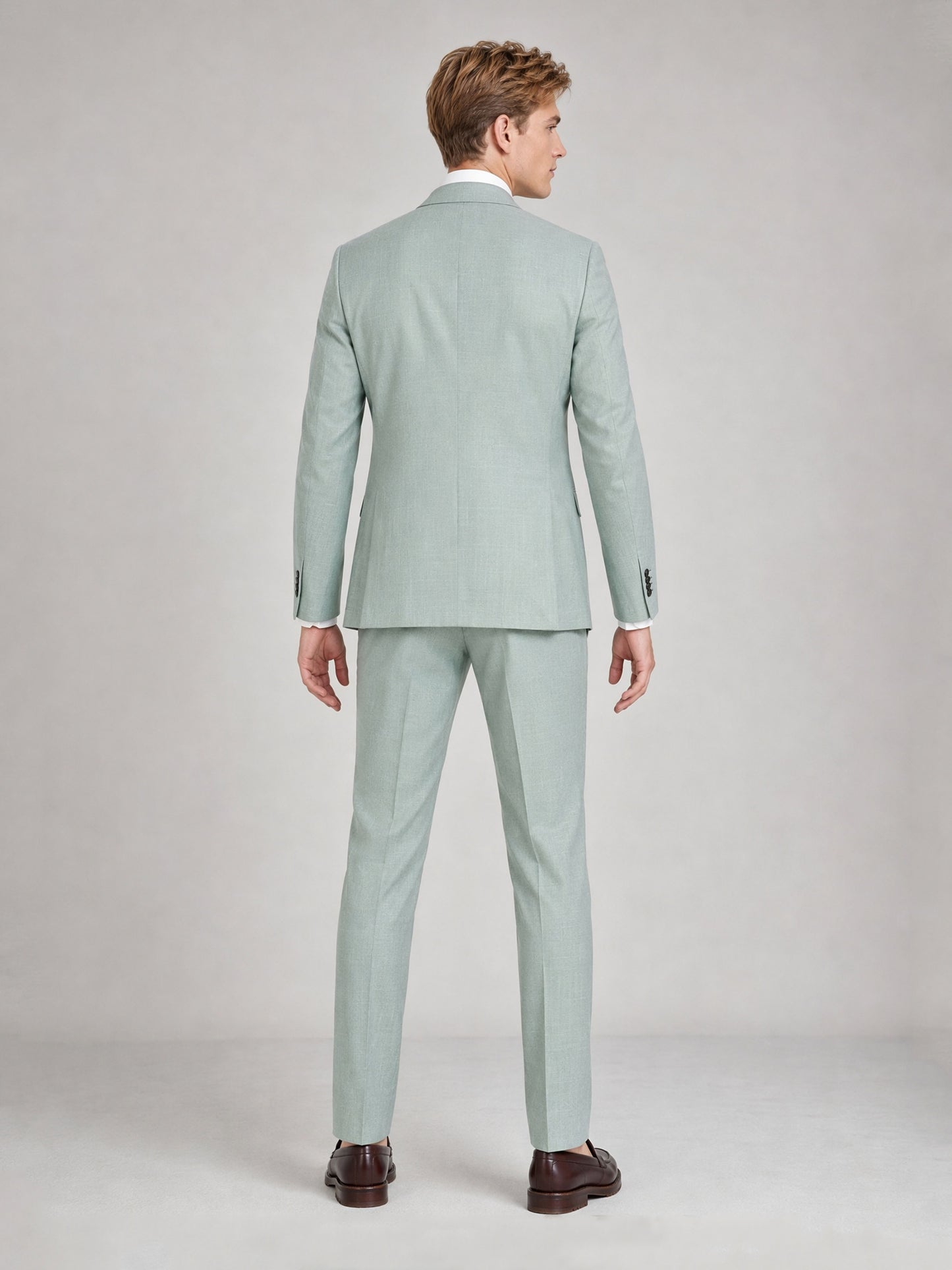 Savile GA0030 Sage Green 3-Piece Suit – Front full body, direct stance