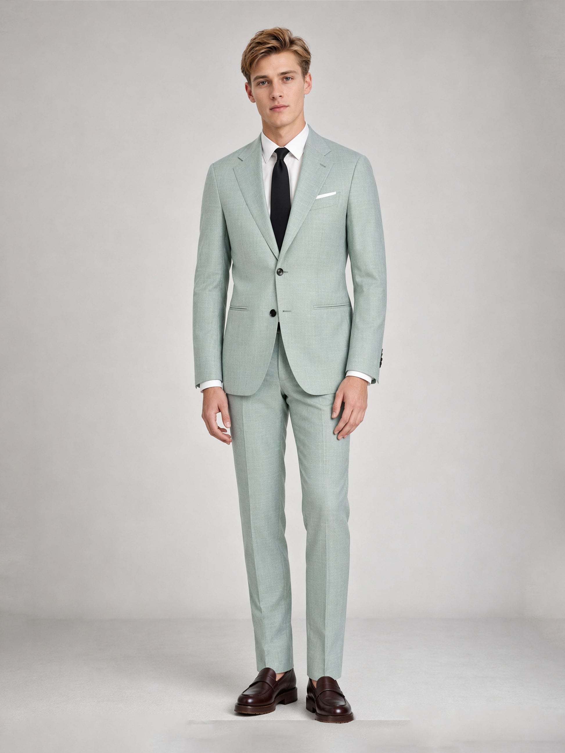 Savile GA0030 Sage Green 3-Piece Suit – Back full body view