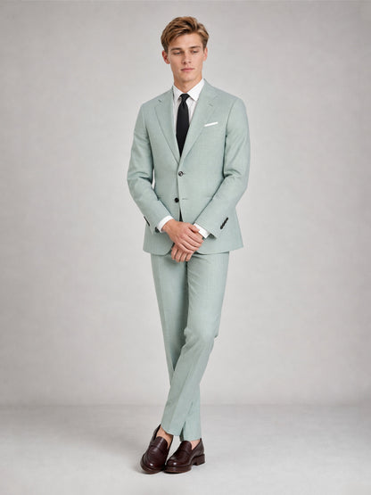 Savile GA0030 Sage Green 2-Piece Suit – Front 3/4 view, walking pose