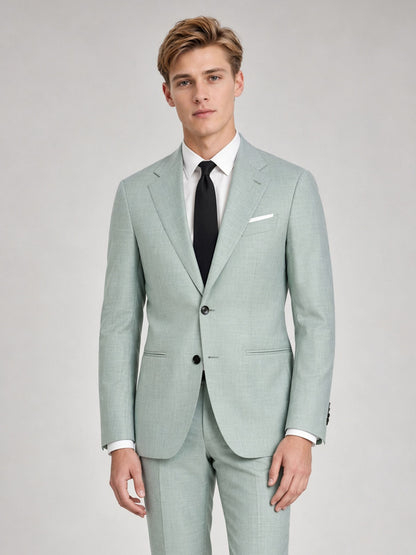 Savile GA0030 Sage Green 2-Piece Suit – Upper body close-up, lapel detail